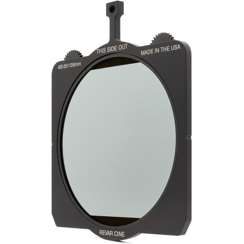Angled view of the Revar Cine 4x5.65 Rota Tray with circular polarizer