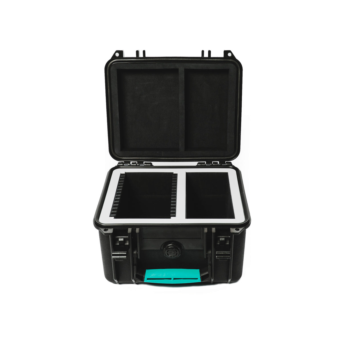 Open PHFX Cine Filter Crate Mini showing divided filter storage