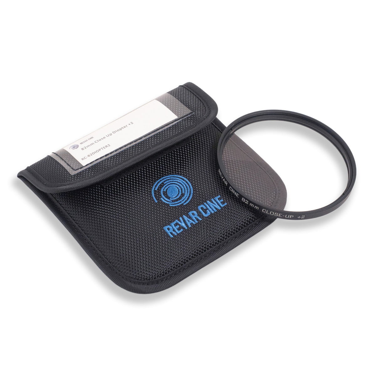 Revar Cine 82mm +2 full close-up diopter beside a protective pouch