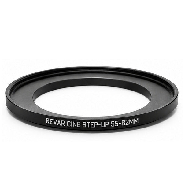 Revar Cine 55–82mm step-up ring for mounting 82mm filters on a lens with 55mm filter threads