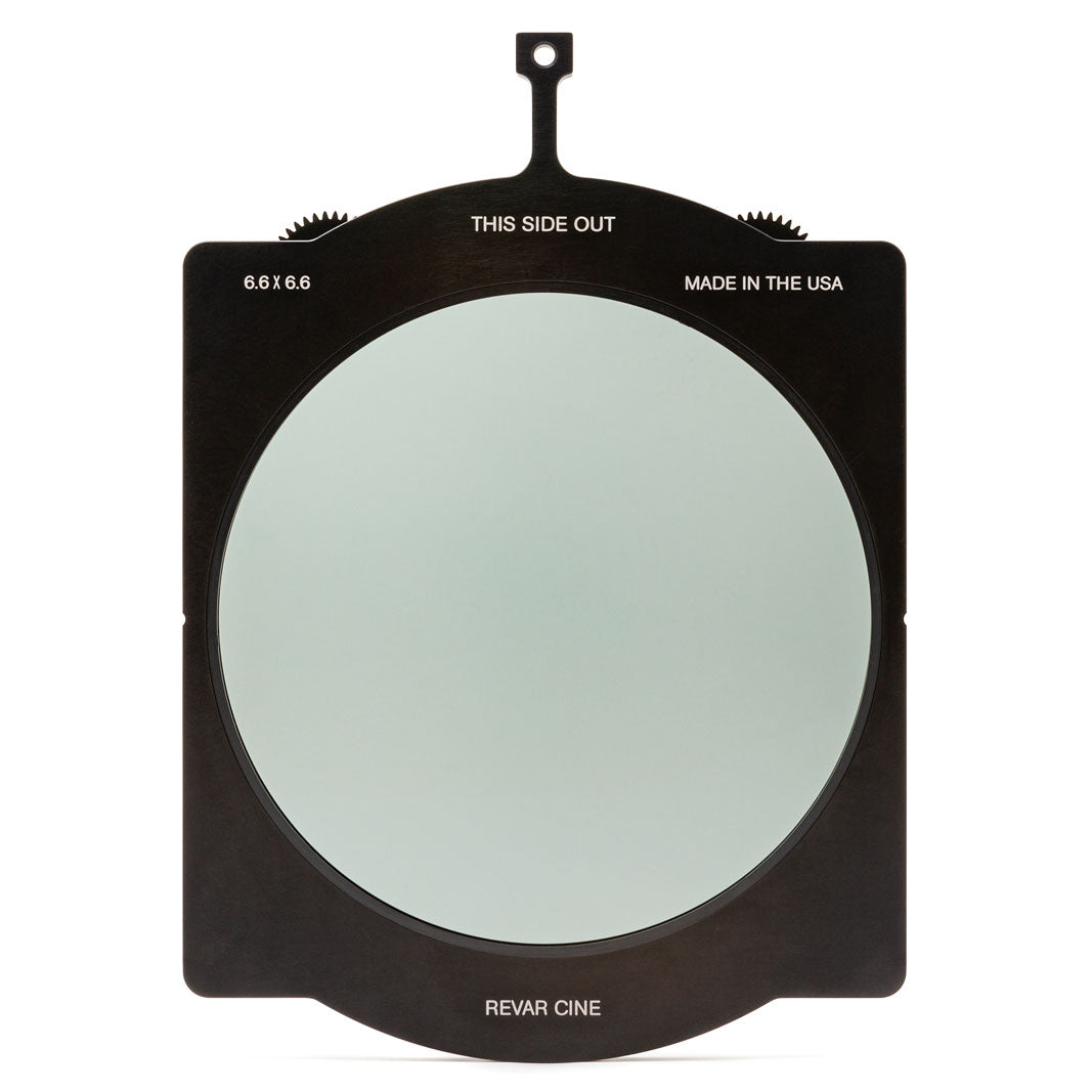Front view of the Revar Cine 6.6x6.6 Rota Tray with circular polarizer