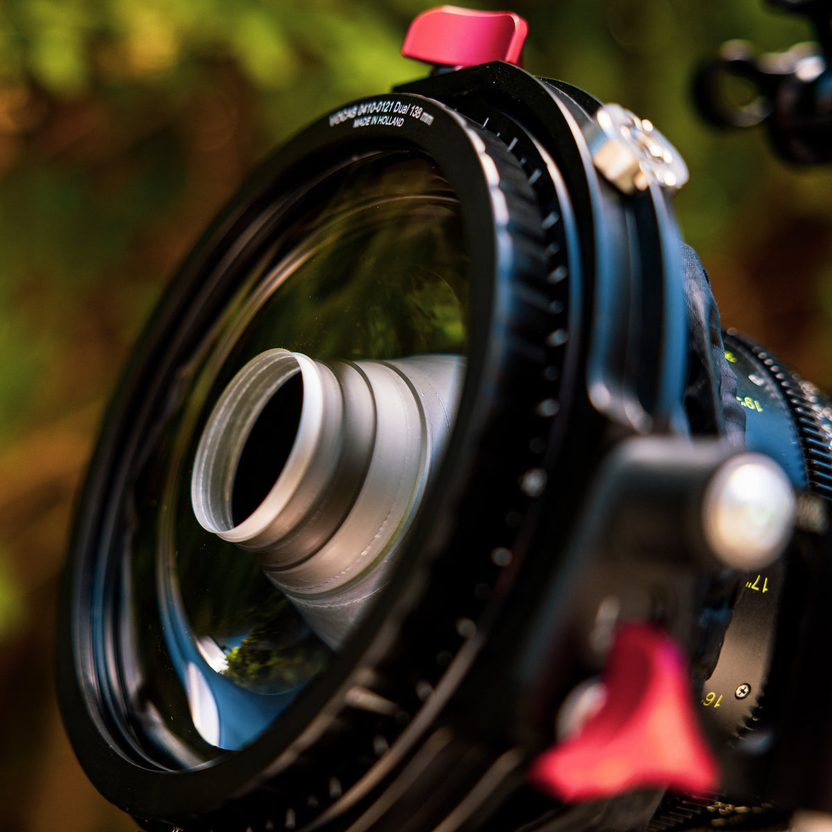 Revar Cine Donut Diopter mounted on a camera lens outdoors