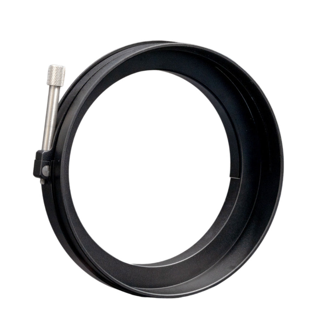 Front angled view of the Atlas 138mm diopter holder with clamp screw