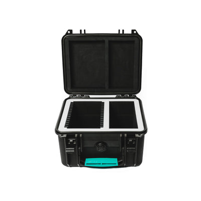 Open PHFX Cine Filter Crate Mini showing divided filter storage